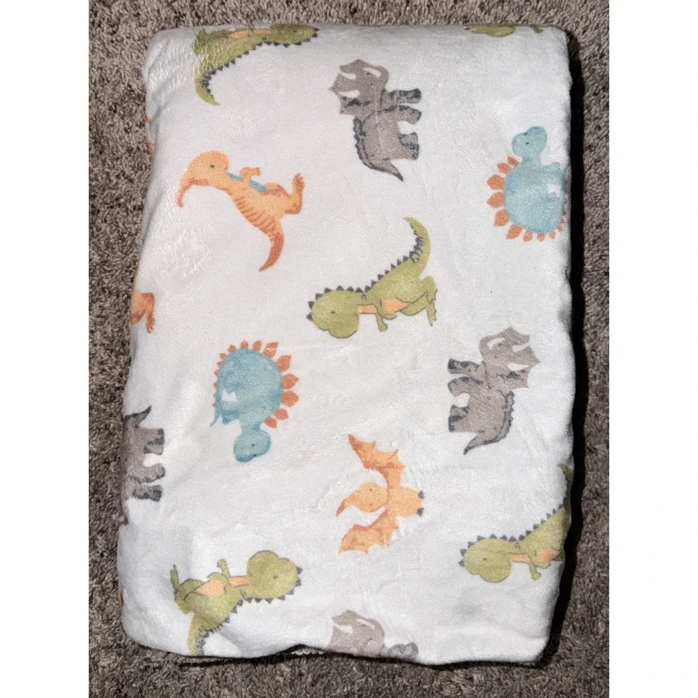 Lullaby Lane Tan‎ Sherpa Dinosaur Baby Blanket Brown Sherpa
